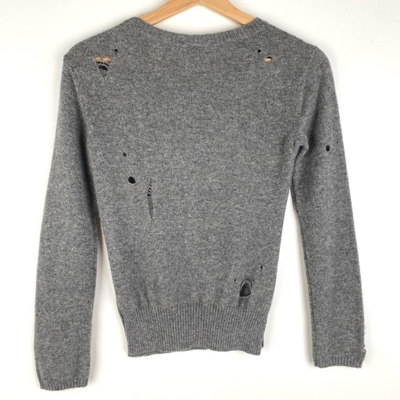 R13 Shrunken Distressed Cashmere Sweater Grey - Picture 8 of 13
